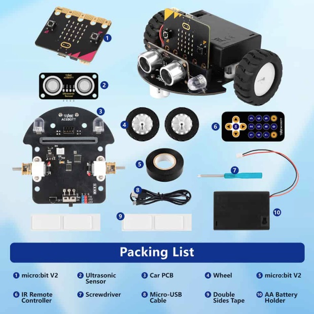 Набор для сборки робота-машинки ACEBOTT Micro:bit (Micro:bit в комплект не входит)